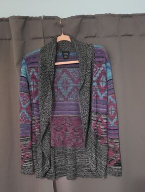 Rue21 Teal Purple Gray Open-Front Knit Cardigan